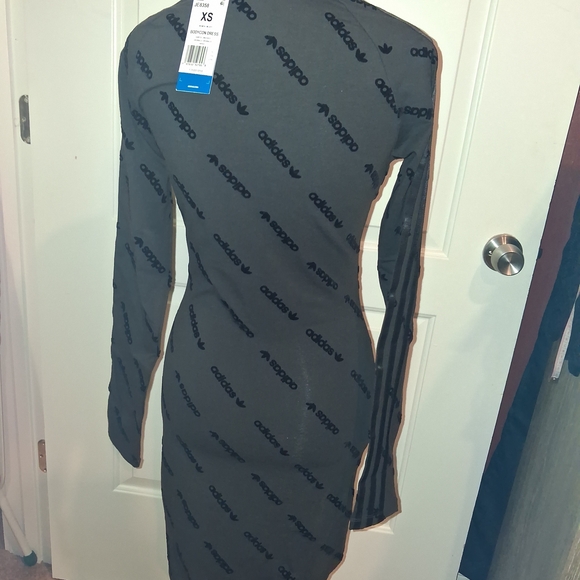 Adidas Women's Black/Gray Body Con Long Sleeve Dress - Picture 2 of 8